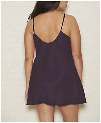 iCollection Women's Ultra Soft Satin Chemise Lingerie with Adjustable Straps