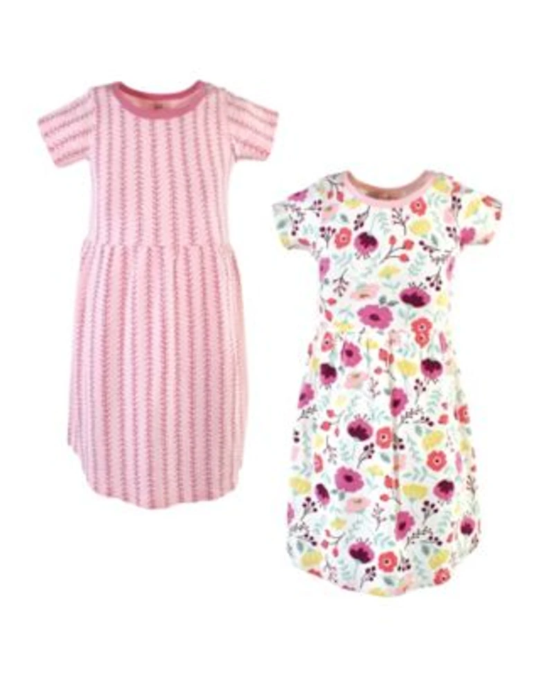 Touched By Nature Little Girls Natural Cotton Dresses Featuring Both Short Long Sleeves
