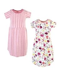 Touched By Nature Little Girls Natural Cotton Dresses Featuring Both Short Long Sleeves