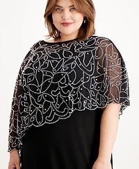 Msk Plus Beaded Cape Gown