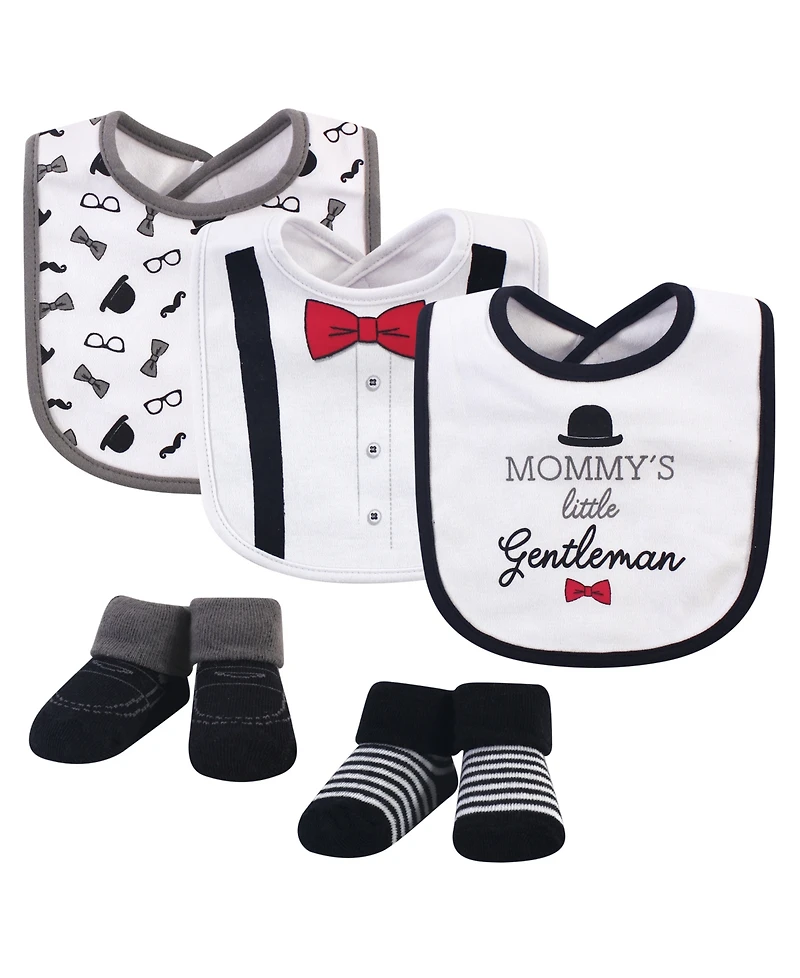 Little Treasure Baby Girl Cotton Bib and Sock Set 5pk