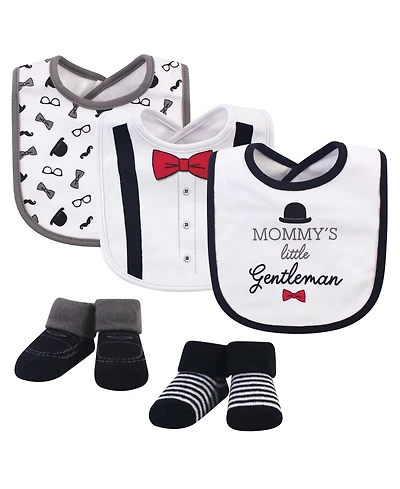 Little Treasure Baby Girl Cotton Bib and Sock Set 5pk
