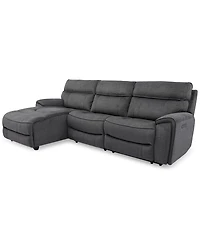 Closeout! Hutchenson 3-Pc. Fabric Chaise Sectional with Power Recliner and Headrest