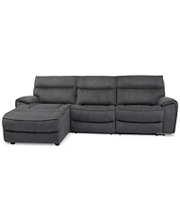 Closeout! Hutchenson 3-Pc. Fabric Chaise Sectional with 2 Power Recliners and Headrests