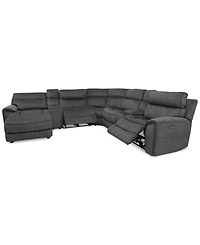Closeout! Hutchenson 7-Pc. Fabric Chaise Sectional with 2 Power Recliners and 2USB Consoles