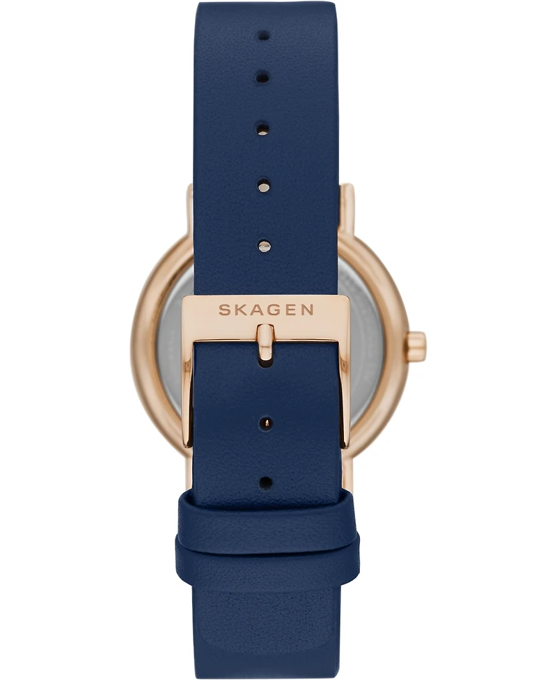 Skagen Women's Signatur Navy Leather Strap Watch 30mm