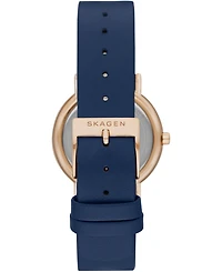 Skagen Women's Signatur Navy Leather Strap Watch 30mm