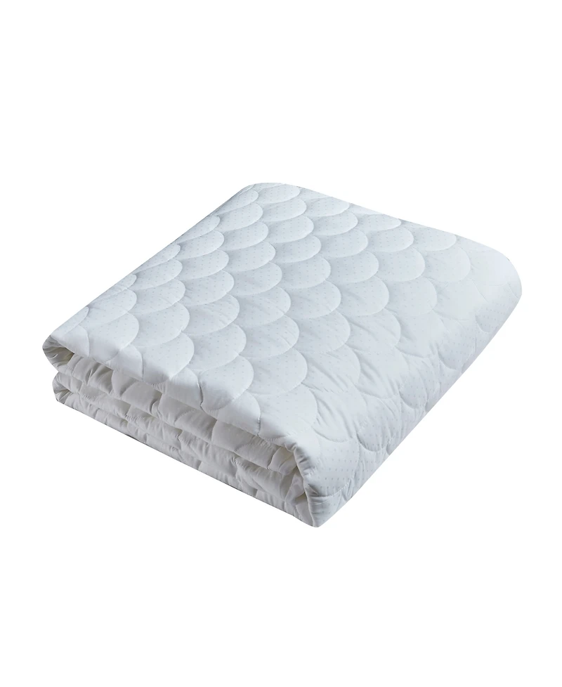 Blue Ridge Dual-Action 100% Cotton Damask Dot Mattress Pad, California King