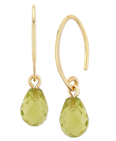 Gemstone Briolette Drop Earring in 14k Yellow Gold Available in Amethyst, Citrine, and Peridot.