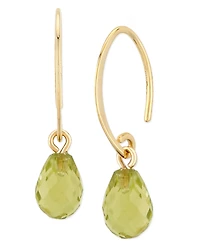Gemstone Briolette Drop Earring in 14k Yellow Gold Available in Amethyst, Citrine, and Peridot.