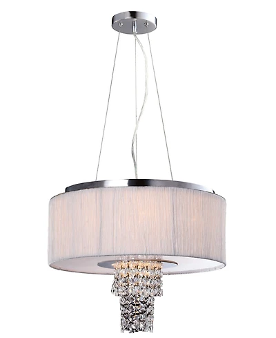 Artiva Usa Modern, Comtemporary Adrienne 6-Light Crystal Chandelier with Plisse Fabric Shade, Stainless Steel