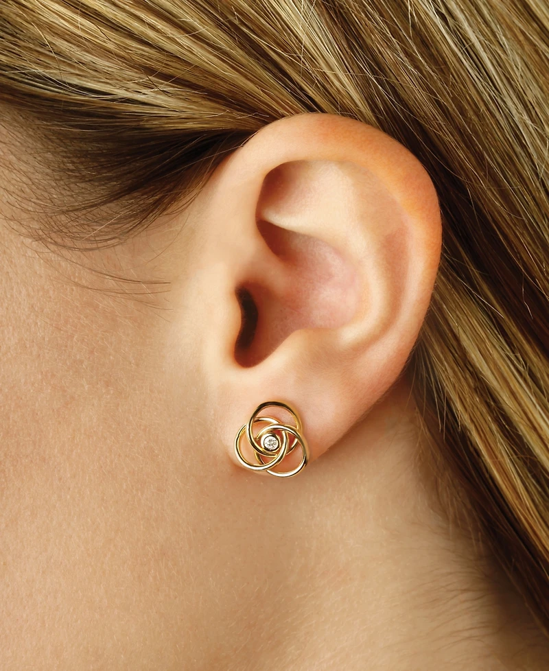 Diamond Accent Love Knot Earrings in 14K Yellow Gold