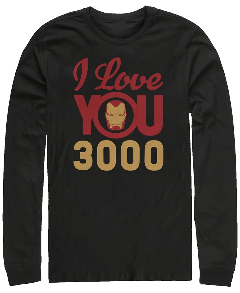 Marvel Men's Avengers Endgame Iron Man Face I Love You 3000, Long Sleeve T-shirt