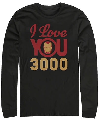 Marvel Men's Avengers Endgame Iron Man Face I Love You 3000, Long Sleeve T-shirt