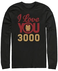 Marvel Men's Avengers Endgame Iron Man Face I Love You 3000, Long Sleeve T-shirt