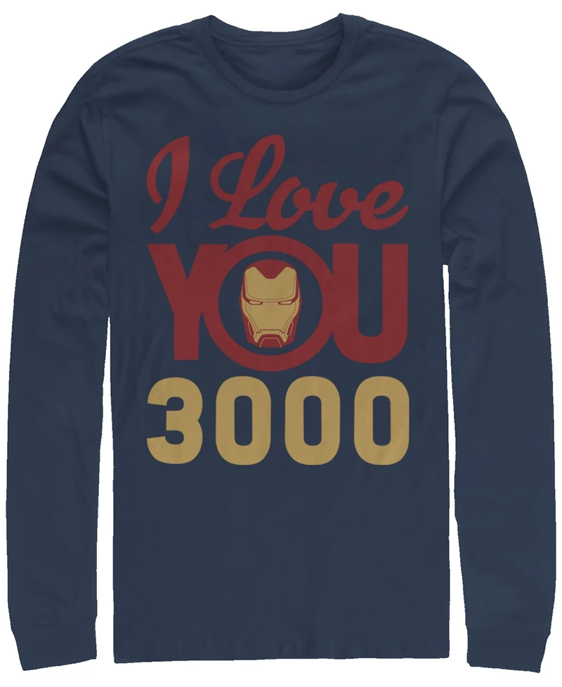 Marvel Men's Avengers Endgame Iron Man Face I Love You 3000, Long Sleeve T-shirt