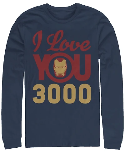 Marvel Men's Avengers Endgame Iron Man Face I Love You 3000, Long Sleeve T-shirt