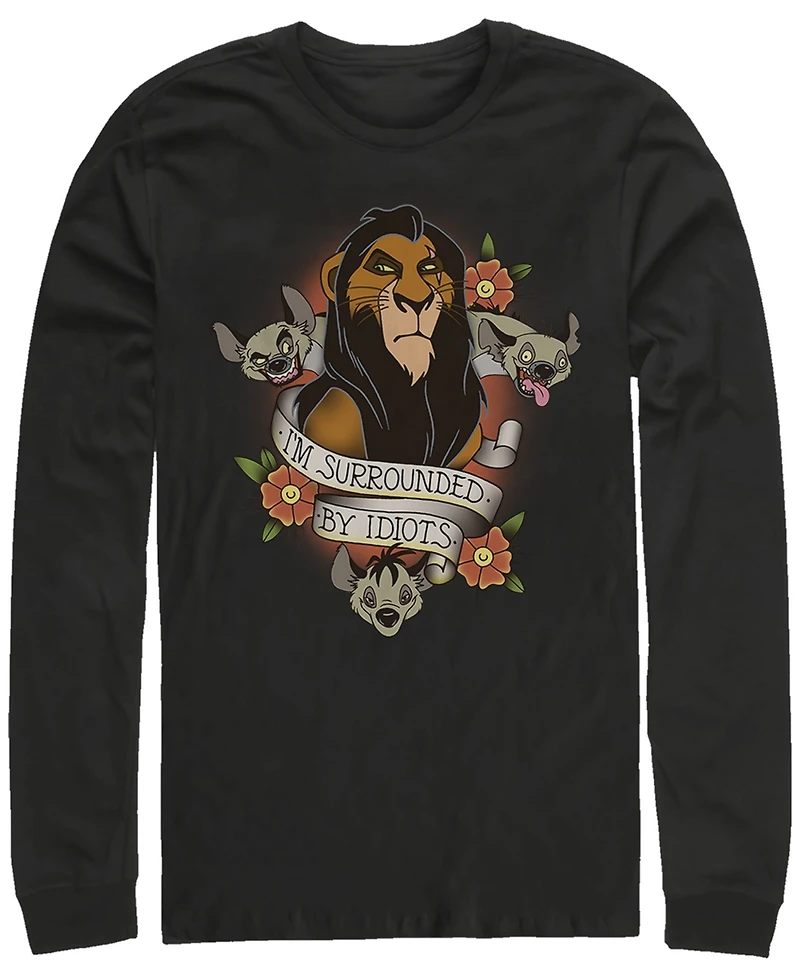 Disney Men's Lion King Scar Surrounded by Idiots Tattoo, Long Sleeve T-Shirt
