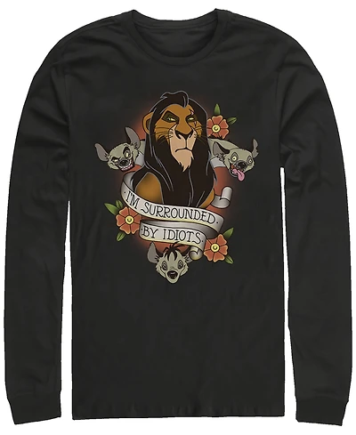 Disney Men's Lion King Scar Surrounded by Idiots Tattoo, Long Sleeve T-Shirt