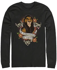 Disney Men's Lion King Scar Surrounded by Idiots Tattoo, Long Sleeve T-Shirt