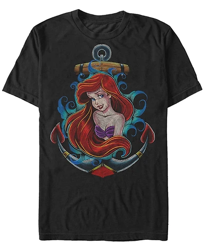 Disney Men's Little Mermaid Ariel Anchor Dot Build-Up, Short Sleeve T-Shirt