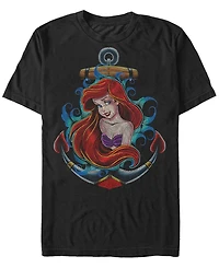 Disney Men's Little Mermaid Ariel Anchor Dot Build-Up, Short Sleeve T-Shirt