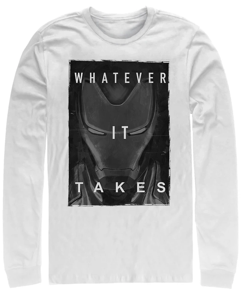 Marvel Men's Avengers Endgame Iron Man Whatever It Takes Poster, Long Sleeve T-shirt