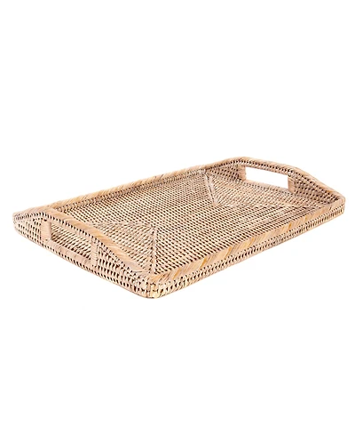 Artifacts Trading Company Artifacts Rattan Rectangular Serving Tray With High Handles
