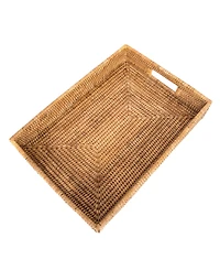 Artifacts Trading Company Artifacts Rattan Rectangular Tray With Cutout Handles