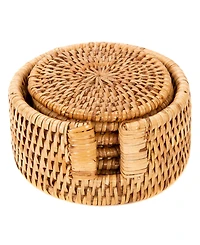 Artifacts Rattan Round Coasters with Box - 7 Piece Set