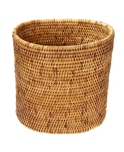 Artifacts Trading Company Rattan Oval Waste Basket with Metal Liner