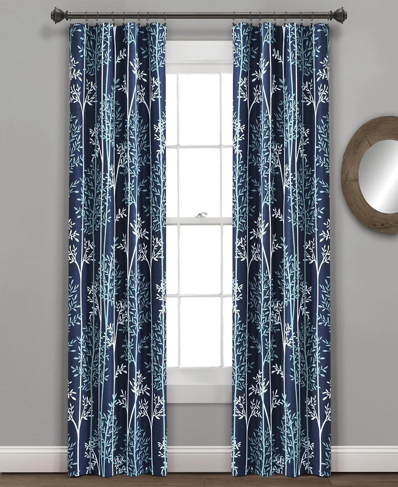 Linear Tree Insulated Rod Pocket Blackout Window Curtain Panels