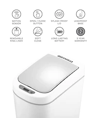 Ninestars Bathroom Automatic Infrared Motion Sensor Trash Can, 1.8 Gal 7L, Abs Plastic Trash can