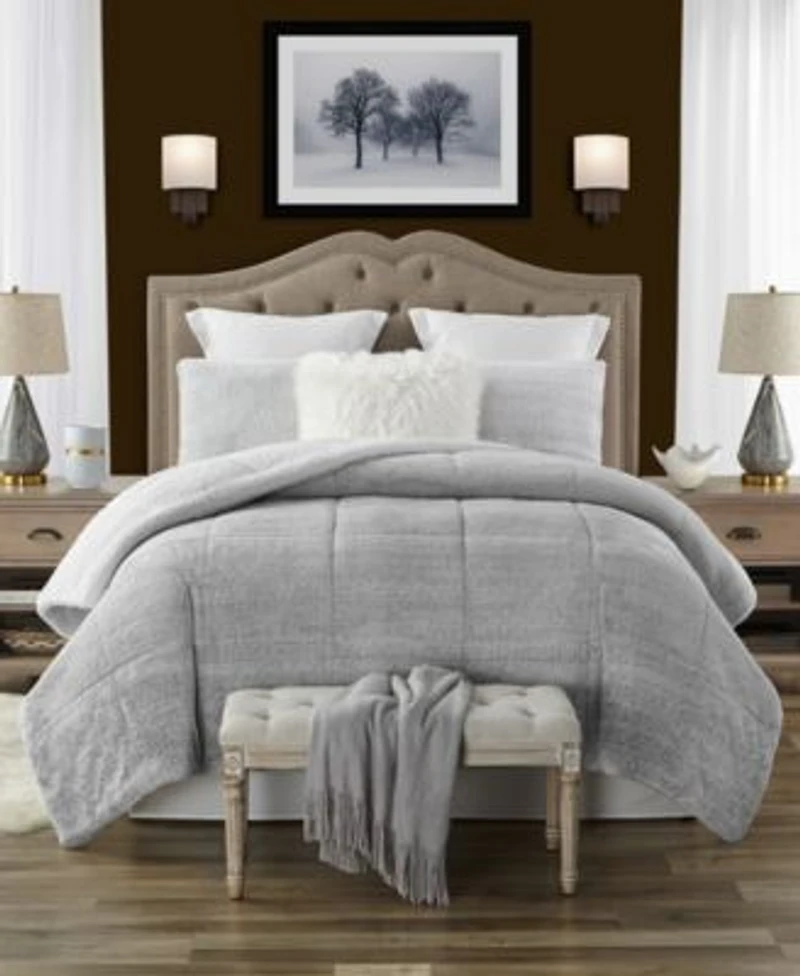 Cathay Home Inc. Plush Faux Fur Sherpa Reversible Comforter Set