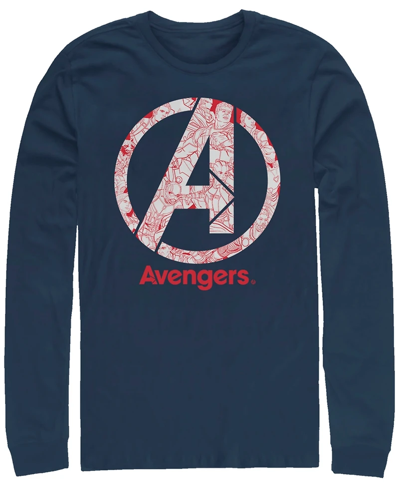 Marvel Men's Avengers Endgame Line Art Logo, Long Sleeve T-shirt