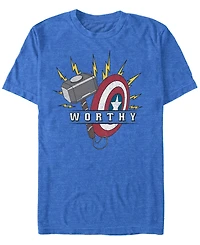 Marvel Men's Avengers Endgame Worthy Hammer and Shield, Short Sleeve T-shirt