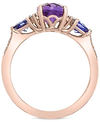 Effy Amethyst (1-5/8 ct. t.w.), Tanzanite (3/4 ct. t.w.) & Diamond (1/10 ct. t.w.) Ring in 14k Rose Gold