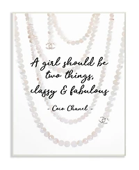 Stupell Industries Classy and Fabulous Fashion Quote with Pearls Wall Plaque Art