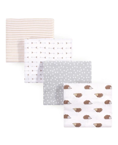 Hudson Baby Flannel Receiving Blanket, 4-Pack