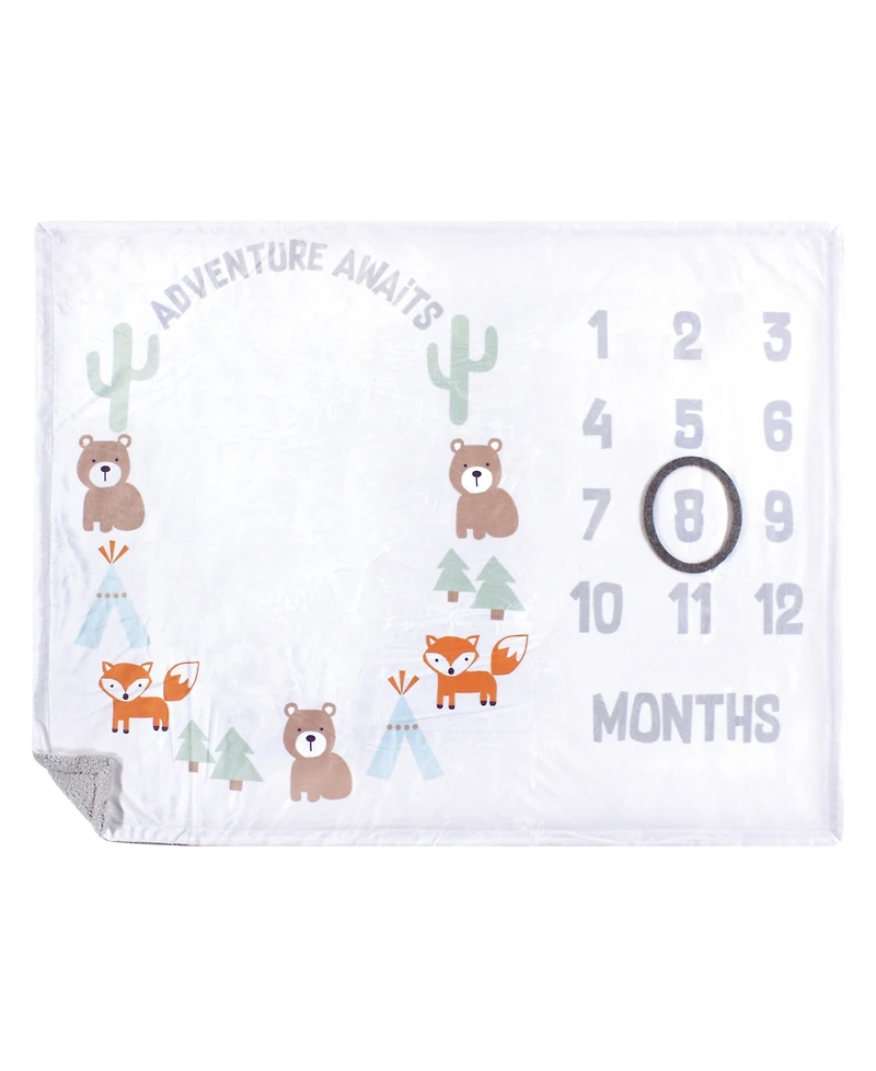 Hudson Baby Infant Plush Holiday and Milestone Blanket, Holiday, One Size