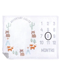 Hudson Baby Infant Plush Holiday and Milestone Blanket, Holiday, One Size