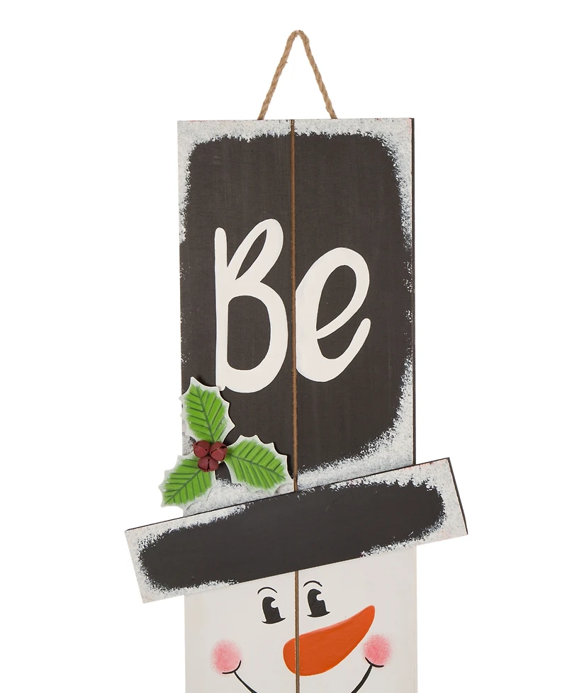 Glitzhome Wooden Snowman Porch Sign - Merry