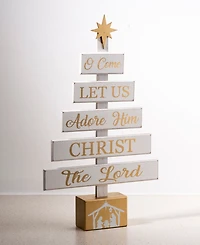 Glitzhome Wooden Nativity Table Tree Decor