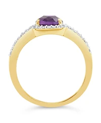 Amethyst (1-1/3 ct. t.w.) and Lab Grown White Sapphire (1/4 ct. t.w.) Ring in 10k Yellow Gold