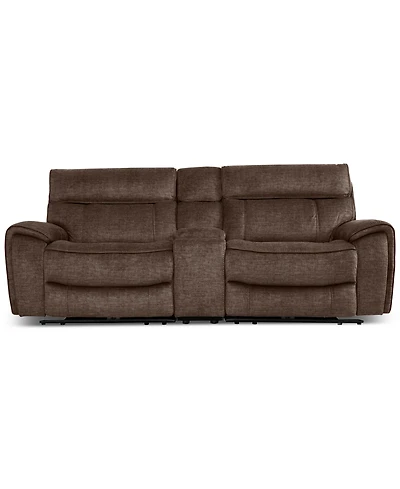 Closeout! Hutchenson 3-Pc. Fabric Sectional with 2 Power Recliners, Power Headrests and Console