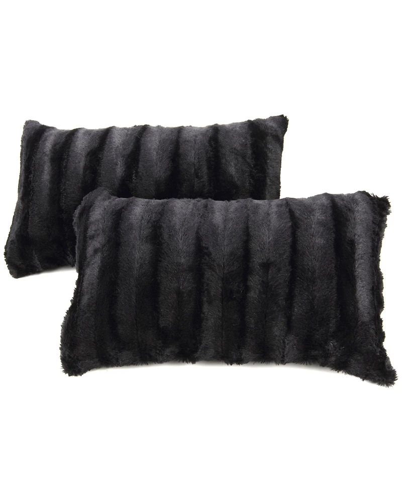 Cheer Collection Faux-Fur 2-Pack Decorative Pillows
