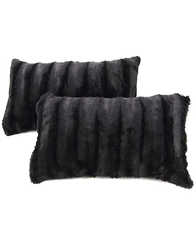 Cheer Collection Faux-Fur 2-Pack Decorative Pillows