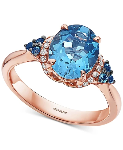 Effy London Blue Topaz (3-1/4 ct. t.w.) & Diamond (1/10 ct. t.w.) Statement Ring in 14k Rose Gold
