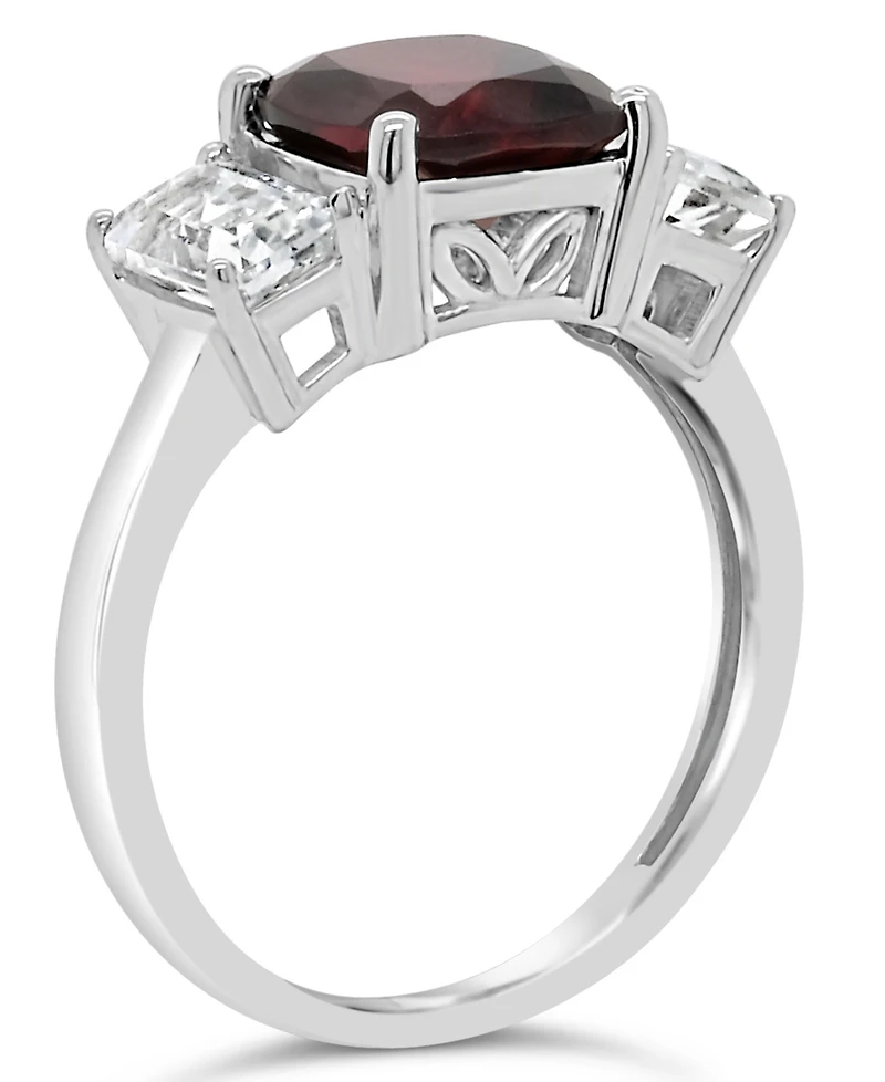 Garnet (2-3/4 ct. t.w.) and White Topaz (1-3/8 t.w) Ring Sterling Silver