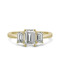 Moissanite Emerald Cut Three Stone Ring 1-1/2 ct. t.w. Diamond Equivalent 14k White or Yellow Gold